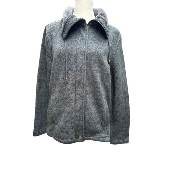 Laura Scott Women’s Zip Up Sweater Size Large Petite Gray Knit Jacket - Picture 1 of 7